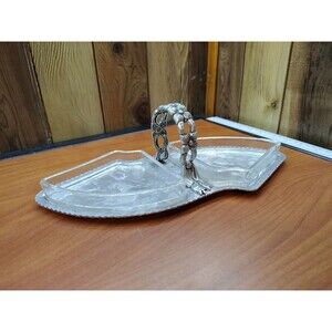 Rodney Kent Aluminum Tidbit Divided Serving Tray With Glass Inserts Signed MCM